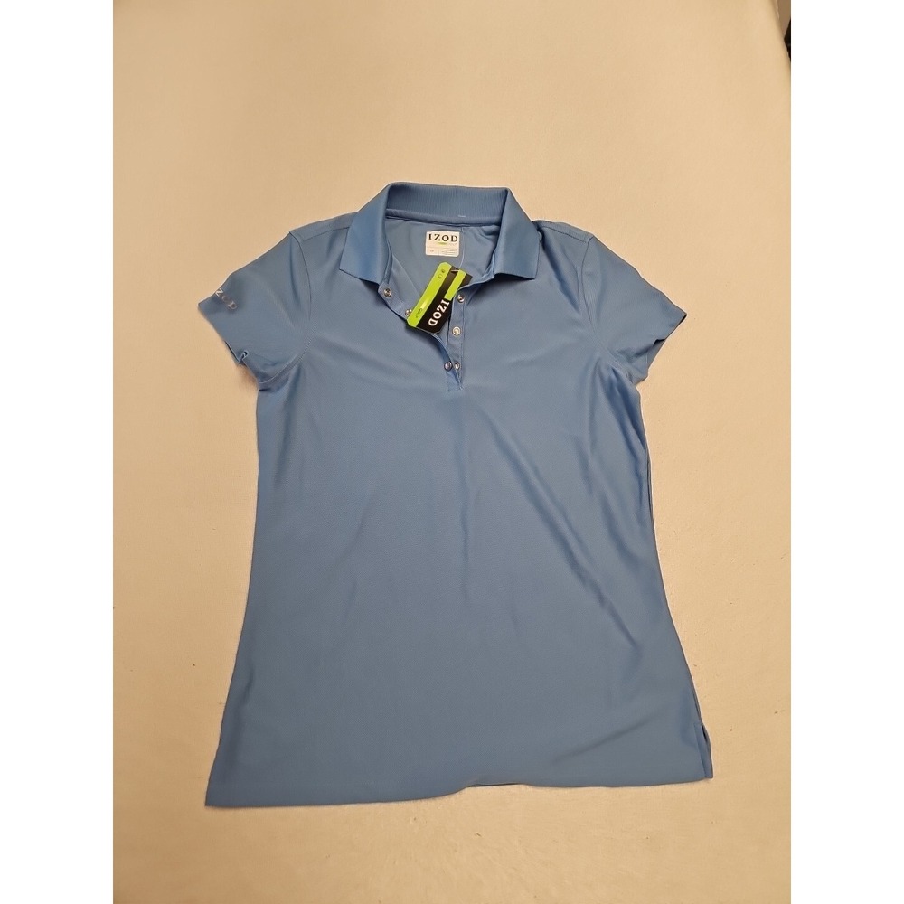 Izod Golf Polo Shirt Women Small Blue Short Sleeve Polyester New